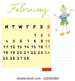 february 2013, calendar design with the open-minded student profile for international schools