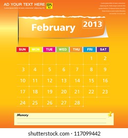 February 2013 calendar vector illustration