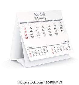 february 2014 - calendar - vector illustration