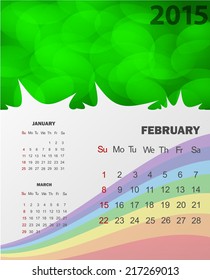 February 2015 Calendar Template Design - Include January and March 2015