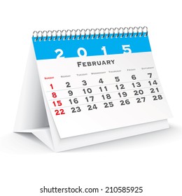 February 2015 desk calendar - vector illustration