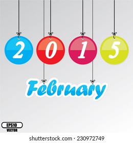 February 2015 hanging design colorful circle, Vector.