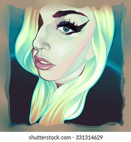 February, 2015. Vector Illustration Of Lady Gaga