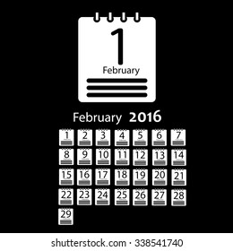 February 2016 Calendar