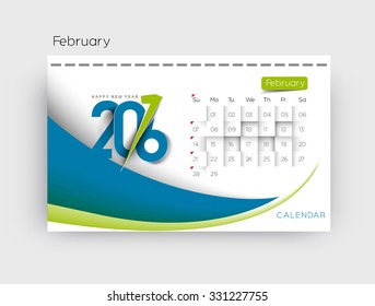 February 2016 calendar design.