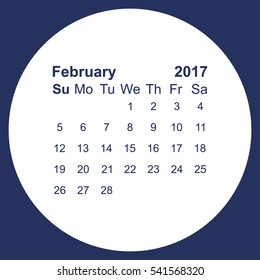 February 2017 Calendar Icon Vector flat design style