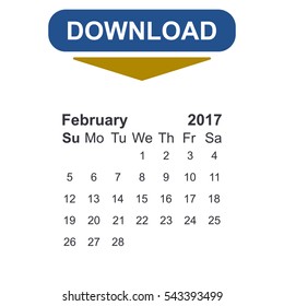 February 2017 Calendar Icon Vector flat design style