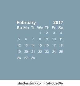 February 2017 Calendar Icon Vector flat design style