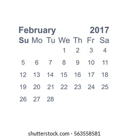 February 2017 Calendar Icon Vector flat design style