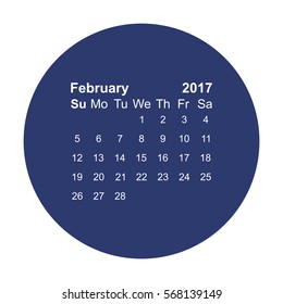 February 2017 Calendar Icon Vector flat design style