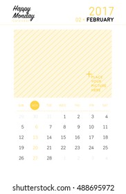 February 2017 calendar with space for picture (or text)
