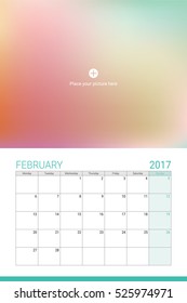 February 2017 calendar with space for your picture