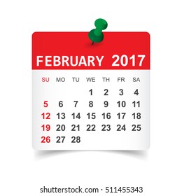 February 2017. Calendar vector illustration