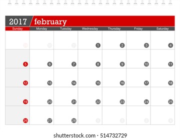 February 2017 Planning Calendar