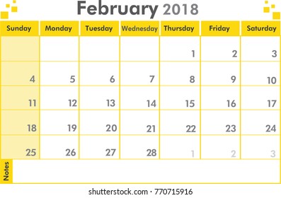 Kalendervektor im Februar 2018