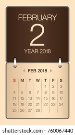 February 2018 calendar vector illustration, simple and clean design.