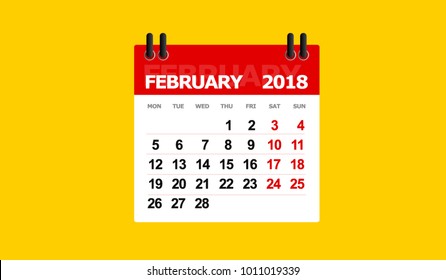 february 2018 calendar vector isolated blue background