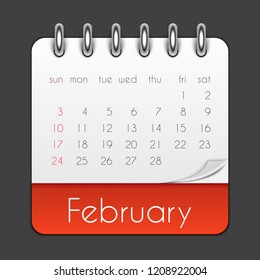 February 2019 Calendar Leaf Template Vector Illustration EPS10