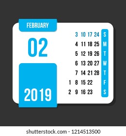 february 2019 month vector calendar