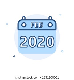 February 2020 calendar icon thin line minimal design vector illustration