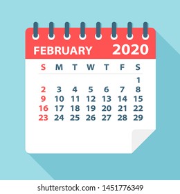 February 2020 Calendar Leaf - Illustration. Vector graphic page