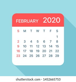 February 2020 Calendar Leaf - Illustration. Vector graphic page