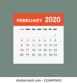 February 2020 Calendar Leaf - Illustration. Vector graphic page