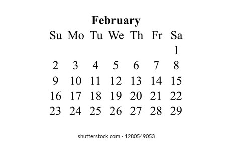 February 2020. Calendar 2020 vector. Simple design minimal 2020 calendar on desktop wallpaper