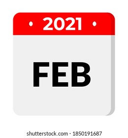 February 2021 calendar icon, vector illustration.