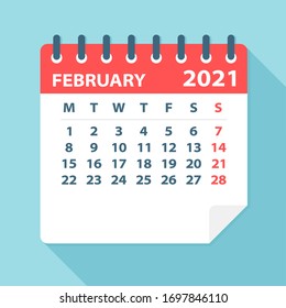 February 2021 Calendar Leaf - Illustration. Vector graphic page