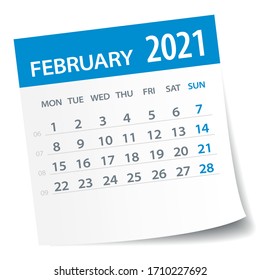 February 2021 Calendar Leaf - Illustration. Vector graphic page