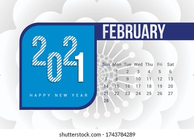 February 2021 Calendar Template Design with white Background. Week starts on Sunday. Calendar 2021 template Design Vector.