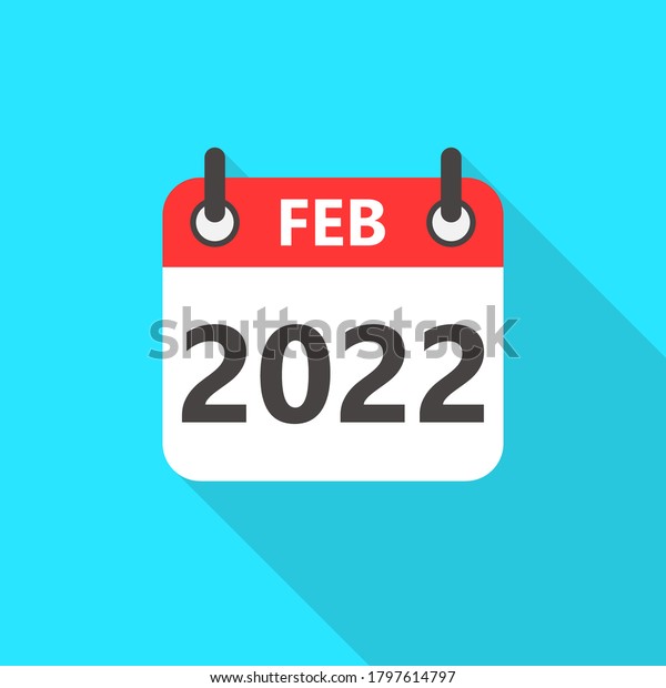 February 2022 Calendar Flat Style Icon Stock Vector