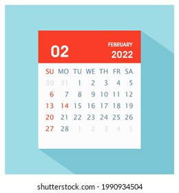 February 2022 - Calendar Icon - Calendar design template - Business vector illustration. 