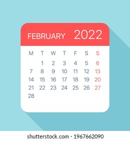 February 2022 Calendar Leaf - Illustration. Vector graphic page