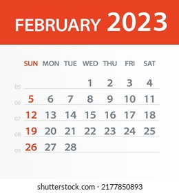 February 2022 Calendar Leaf - Illustration. Vector graphic page