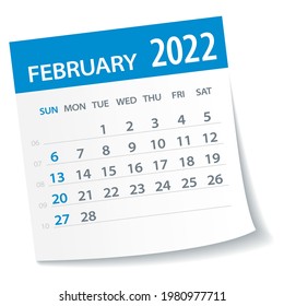 February 2022 Calendar Leaf - Vector Illustration