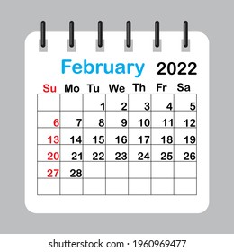 February 2022 calendar sheet in abstract style. Template calendar 2022.  Vector illustration. EPS 10. Stock image.