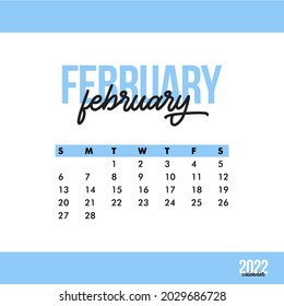 February 2022 calendar. Calendar sticker design template. Week starts on Sunday. Business vector illustration.