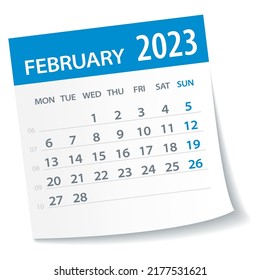 February 2023 Calendar Leaf - Illustration. Vector graphic page