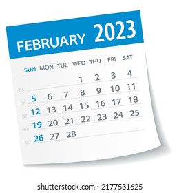 February 2023 Calendar Leaf - Illustration. Vector graphic page