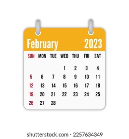 february 2023 calendar leaf calendar 2023 vector illustration