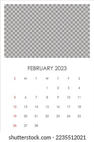February 2023 calendar with place for your photo