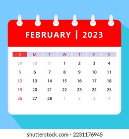 February 2023 calendar template. Vector design.