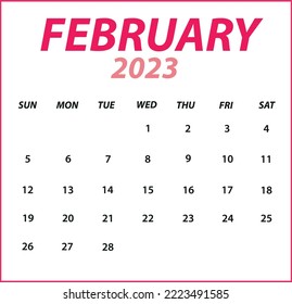 February 2023 calendar with a white background