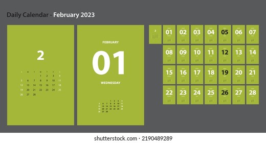 February of the 2023 daily calendar (includes calendar for the month)