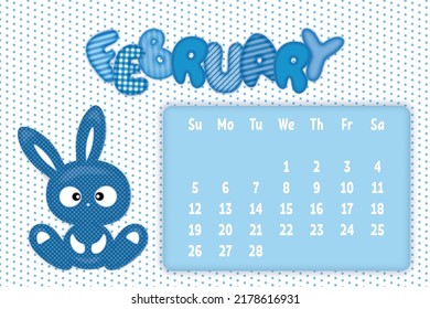 February 2023 Page Kids Calendar Funny Stock Vector (Royalty Free