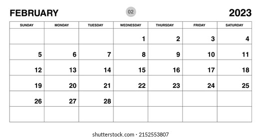 February 2023 year planner template, calendar 2023 template, monthly and yearly planners. organizer diary. week start Sunday, corporate planner template, Desk calendar 2023, Horizontal layout, vector