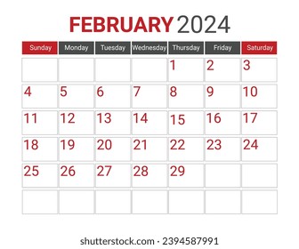 February  2024 Black and Red Monday Start Landscaped Monthly Planner, Monday Start Calendar 2024, Landscape Organizer, 2024 Monthly Event Planner, 2024 Editable Monday Start Calendar