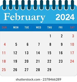 Februar 2024 Kalender Mauerkalender 2024 Vorlage